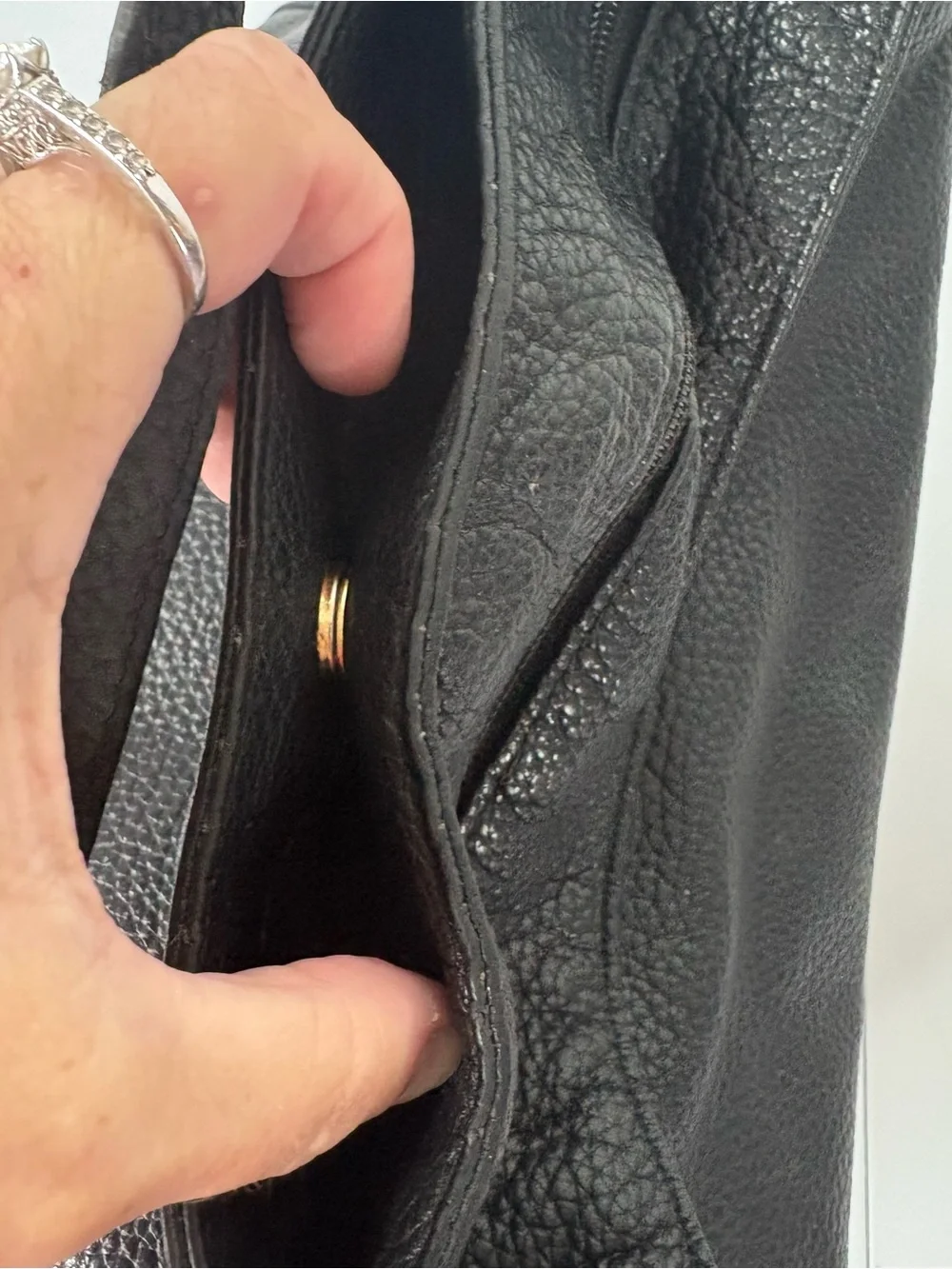 Michael Kors Black Pebbled Leather Hobo Shoulder Bag with Gold Hardware